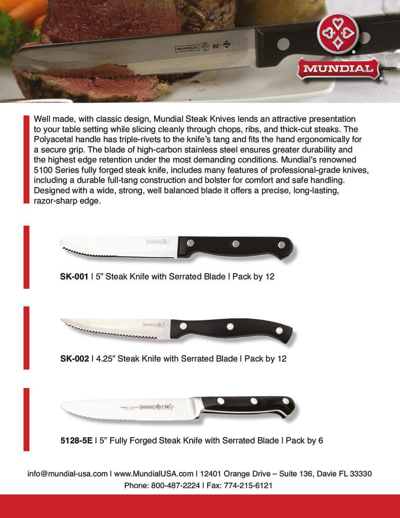 Steak Knife Sell Sheet